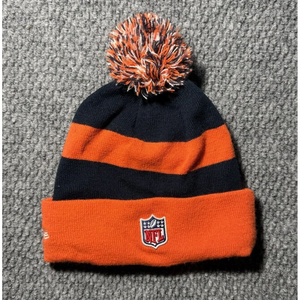 Denver‎ Broncos Beanie New Era NFL Winter Striped Fleece Lined Orange One Size